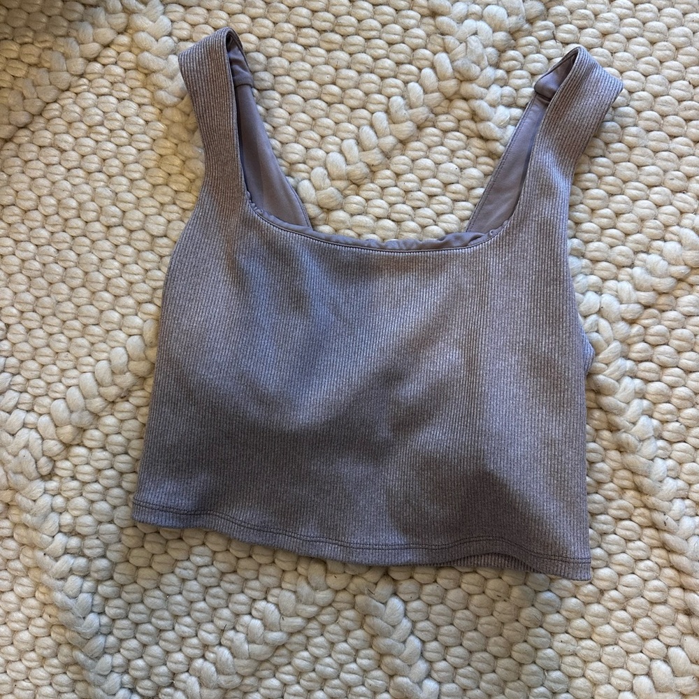 ALO Yoga Ribbed Scoop Neck Sports Bra in Mauve